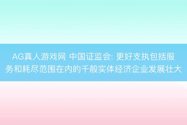 AG真人游戏网 中国证监会: 更好支执包括服务和耗尽范围在内的千般实体经济企业发展壮大