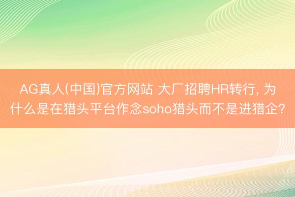 AG真人(中国)官方网站 大厂招聘HR转行， 为什么是在猎头平台作念soho猎头而不是进猎企?