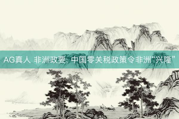 AG真人 非洲政要: 中国零关税政策令非洲“兴隆”