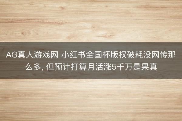 AG真人游戏网 小红书全国杯版权破耗没网传那么多, 但预计打算月活涨5千万是果真