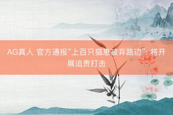 AG真人 官方通报“上百只猫崽被弃路边”: 将开展追责打击