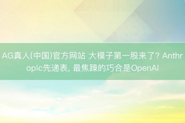 AG真人(中国)官方网站 大模子第一股来了? Anthropic先递表， 最焦躁的巧合是OpenAI