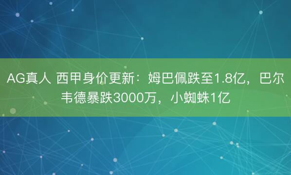 AG真人 西甲身价更新:姆巴佩跌至1.8亿,巴尔韦德暴跌3000万,小蜘蛛1亿