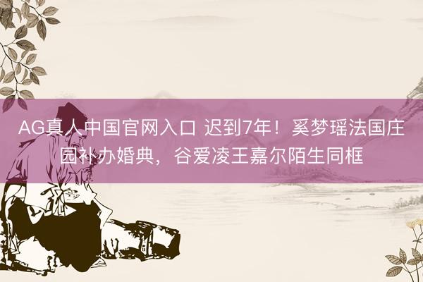 AG真人中国官网入口 迟到7年!奚梦瑶法国庄园补办婚典,谷爱凌王嘉尔陌生同框